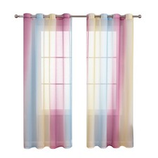 Sheer Gradient Color Voile Net Eyelets Bedroom Window Curtains Pair Curtains