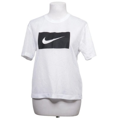 Nike, T-shirt, Größe: S, Weiß/Schwarz, Polyester, Einfarbig, Mesh, Damen #kuM