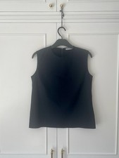 Bastyan Women’s Sleeveless Black Top Blouse UK 10-12 Workwear Minimalist Style