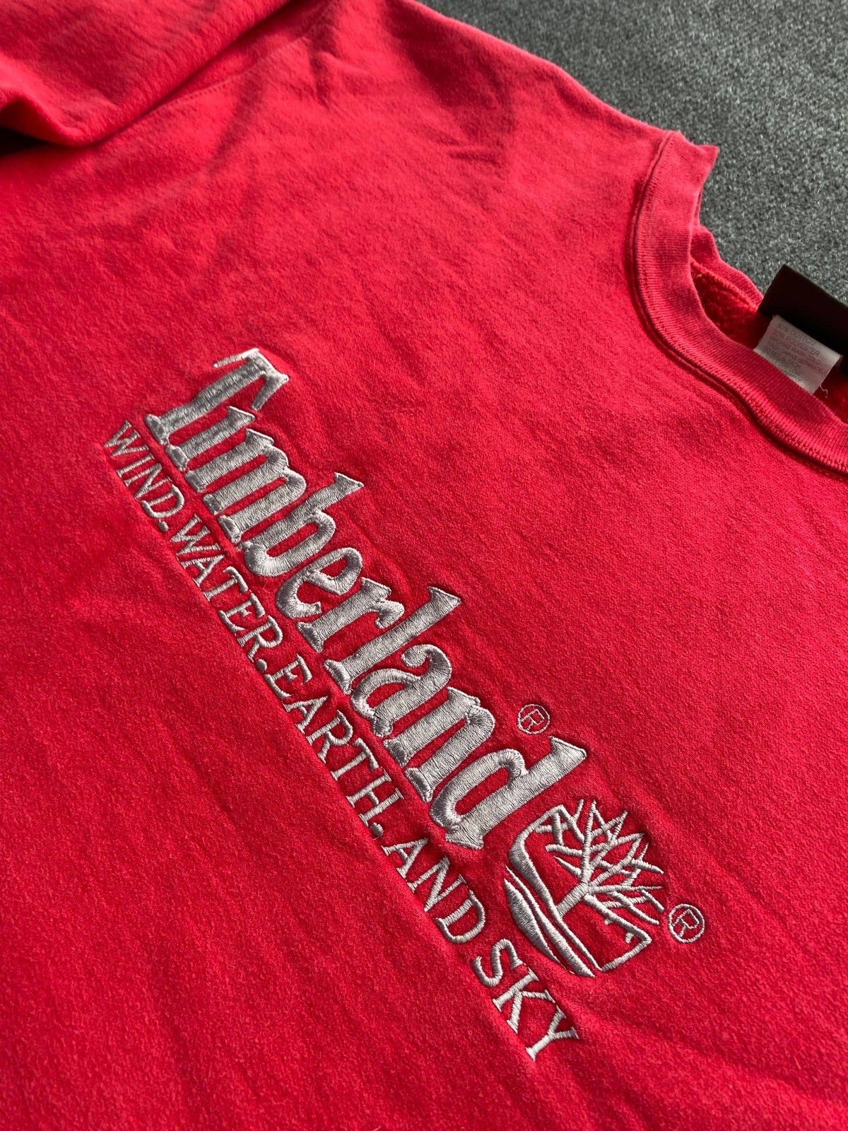 ⚡️90s Timberland Big Logo Vintage Red Sweatshirt Y2k Rare xxl pullover image 4