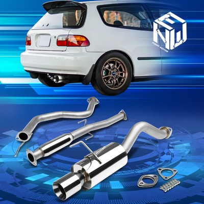 For 92-95 Civic 3-Dr EH2/EH3 D16 4.5'' Muffler Rolled Tip Catback Exhaust System