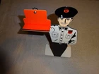 VINTAGE PHILLIPS 66 GASOLINE 👨MAN 12" METAL GAS & OIL BUSINESS CARD HOLDER SIGN