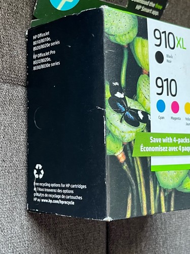 Genuine HP 910XL Black / 910 Cyan, Magenta, Yellow Ink Cartridges 3JB41AN 4-Pack - Afbeelding 9 van 9