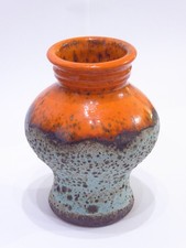 Uebelacker Vase 534-14 West German Orange Duck Egg Fat Lava Vintage Ubelacker