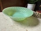 Vintage Anchor Hocking Fire King Jadeite Green Glass Swirl Bowl 8 1/2 inches  F9