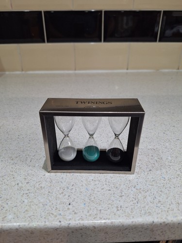 Rare Twinings Tea Timer Sand Timer, white black green & Infusions 11x8.5x4cm