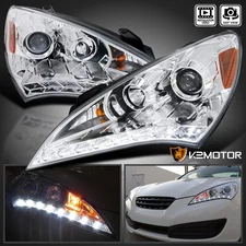 Clear Fits 2010-2012 Hyundai Genesis 2Dr Coupe LED Strip Projector Headlights