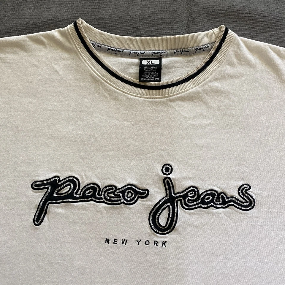 Vintage 2000s Paco Jeans T Shirt Mens Size XL White Heavy Cotton 00s Streetwear - Image 4 of 4