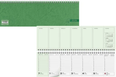 BAIER & SCHNEIDER GMBH & CO. KG Tischkalender 2026 Querkalender 2026 2 Seiten = 1 Woche 120 Seiten grüner Deckel