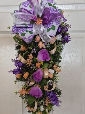 Swag Wreath, Floral Door Decoration, Spring & Summer, Handcrafted 