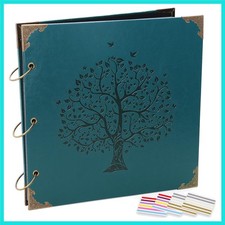 Photo Album DIY Scrapbook, 10x10 inch 50 Pages Vintage Leather Cover Three-Ri...