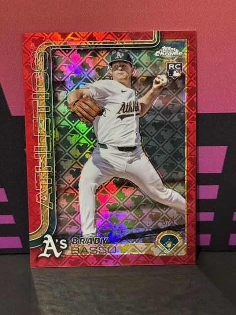 Brady Basso RC 2025 Topps Chrome LOGOFRACTOR #205 Red Refractor /5 Athletics