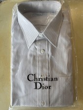 New Vintage Christian Dior Pin Striped Chemises Button Down Dress Shirt 16 32-33