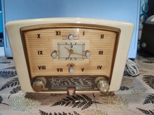 Tres Rare Poste Radio TSF Philips BF 343 A Horloge année 1950's , coloris ivoire