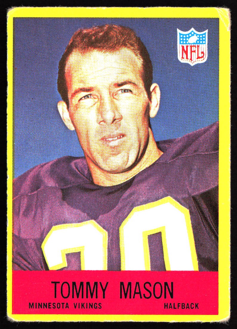 Tommy Mason #104 Football Cards 1967 Philadelphia trading card — raw and PSA graded price guide