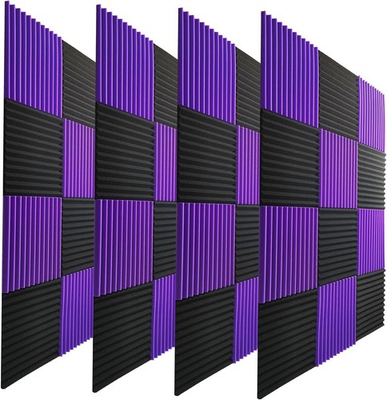 #ad 12 96PCS Acoustic Wall Panels Studio Sound Noise Proofing Insulation Foam PURPLE $14.90