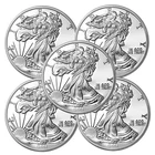 Lot of 5 - 1 Troy oz Sunshine Mint Walking Liberty Design .999 Silver Round