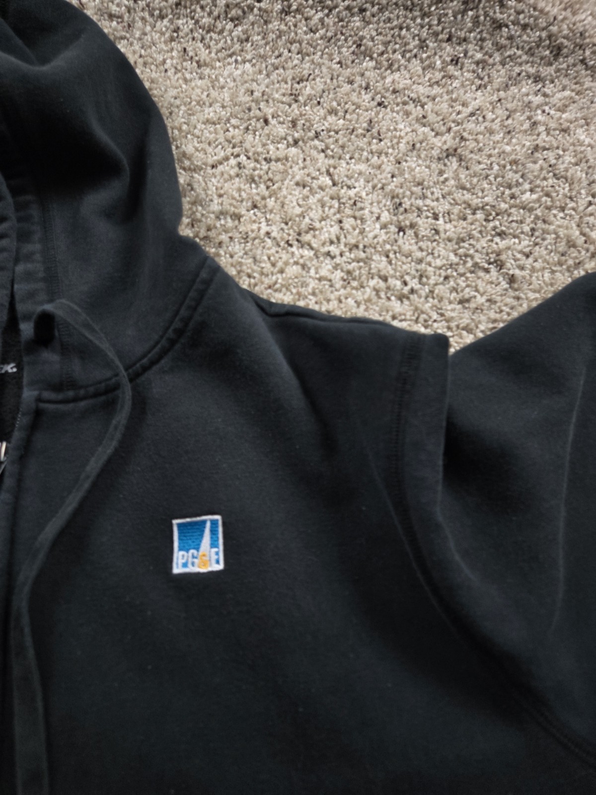 PG&E Hoodie Mens 2XL Black Full Zip Sweatshirt Chest Hooded Long Sleeve