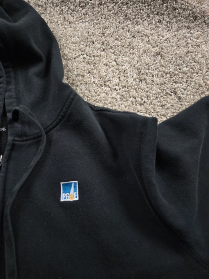 PG&E Sudadera con Capucha Para Hombres 2XL Negra Cremallera Completa Sudadera Pecho Con Capucha Manga Larga Foto 4 de 4