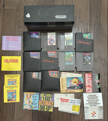 11 NES Game Lot: Final Fantasy,Donkey Kong, Dr,Super Mario, Tetris & Storage Box