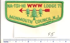 NA-TSI-HI  LODGE 71  F5  FLAP  NEW JERSEY OA MINT  BSA