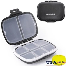 Daily Pill Organizer Easy Open 8 Compartment Travel Medicine Dispenser Container