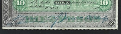 KARIBIK - Banco Español 10 Pesos 1896 OJO ohne Datum SEHR SELTEN MBC + / VF