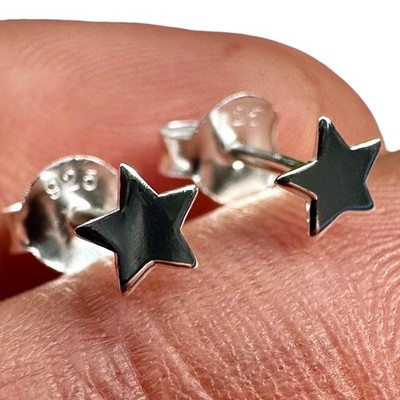 Sterling Silver Star Stud Earrings 4mm Tiny Minimalist Celestial Studs