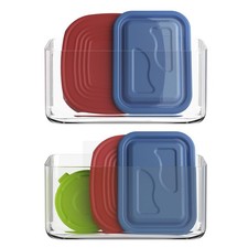 2 Pack Plastic Lid Organizers Transparent Kitchen Cabinet Mount Container Holder