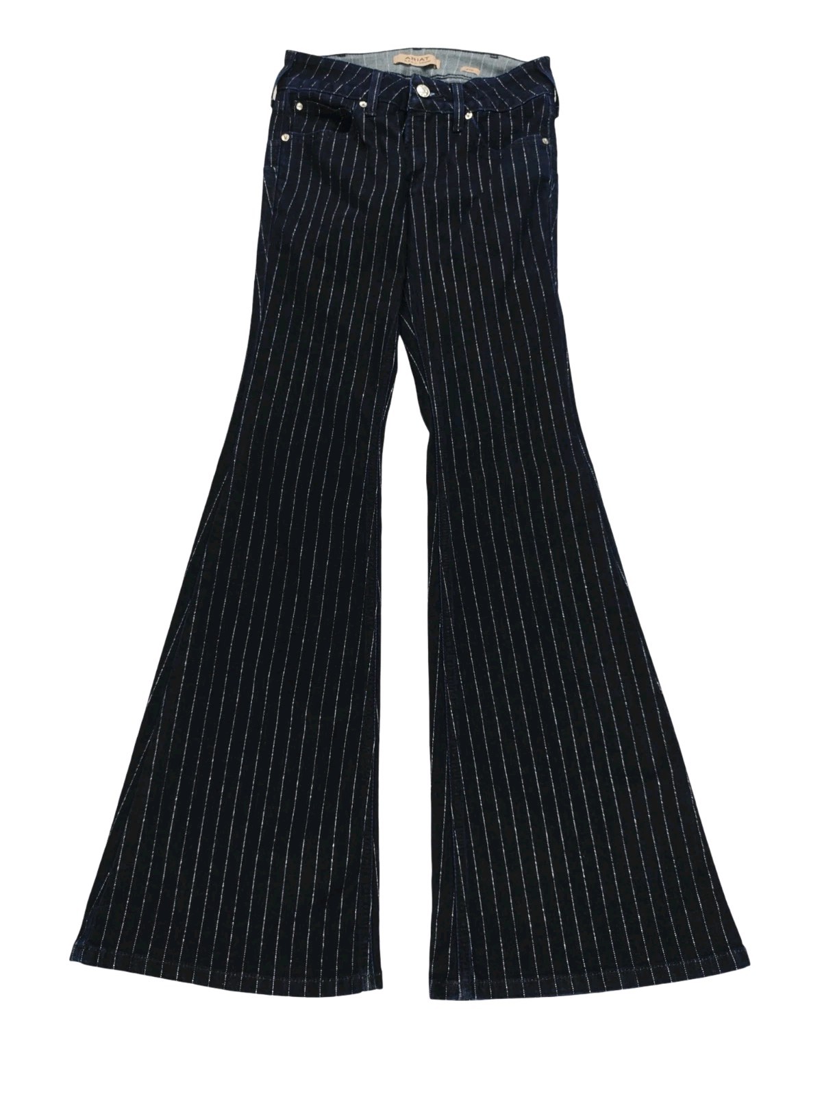 Ariat Jeans Perfect Rise Jasmine Flare Women's Size 27R Blue Pinstripe Denim