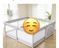 Gray  White Portable Baby Play Pen Play Yard w/ Mesh Sides for Infant Toddler