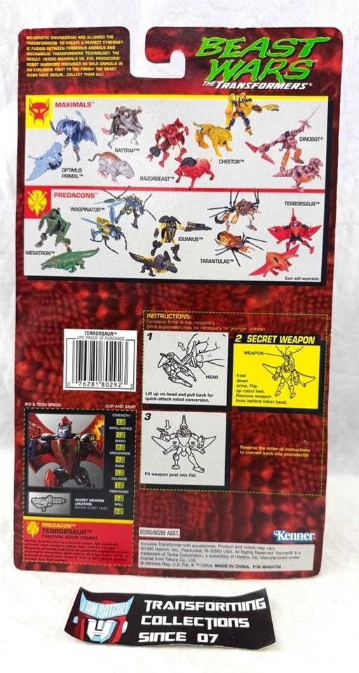 Transformers Beast Wars 1995 Terrorsaur MOSC Rock Bubble First Release - Image 2 of 2