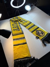 Harry Potter Hufflepuff Hogwarts House Scarf Emblem Yellow Gray Black Fringe