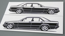 Mercedes W201 190 Sticker Silhouette Mercedes W201 190E Aufkleber Schwarz 2x neu