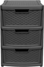 3 Drawer Plastic Storage Unit Cabinet Organiser Dark Grey Bedroom Office Home