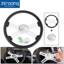 4 Spoke 18 Leather Steering Wheel For Freightliner Kenworth Peterbilt Volvo