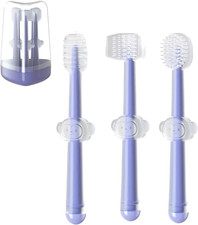 3 Pack Silicone Toddler Toothbrushes 0 to 18 Months, Baby Tongue Cleaner U-Sha