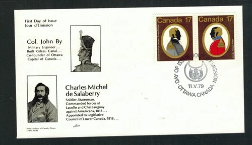Canada #818-819, Canadian Colonels pair, NR Covers cachet FDC raised thermal ink