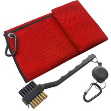Microfiber Waffle Pattern Golf Towel And Brush Set Cleaning Club Equipment
