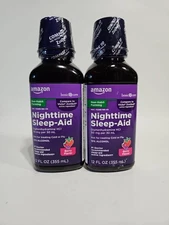 Amazon Basic Care Nighttime Sleep-Aid - Berry Flavor - 12 fl oz - Exp8/26 2 Pack