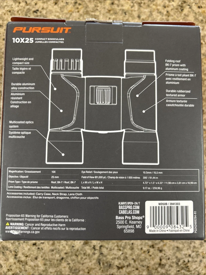 Pursuit 10x25 Compact Binoculars WD50B - Brand New In Box Free Shipping - Image 3 of 4