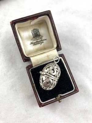 Vintage Silber Eiform Medaillon Anhänger Pomander 925
