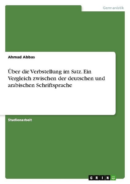 ÜBer Die Verbstellung Im Satz. Ein Vergleich Zwischen Der Deutschen Und Arabisch-image