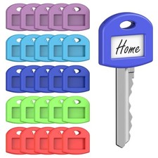 25 Pcs Key Covers Caps, 1" Key Identifiers with Labels, Soft 25 Pack 5 Colors