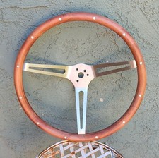 Lmc Truck Steering Wheel. 15 Inch. Stainless Steel Riveted Genuine Walnut.