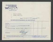 VINTAGE INVOICE / WHOY - RADIO STATION / SALINAS PUERTO RICO 1969 #3