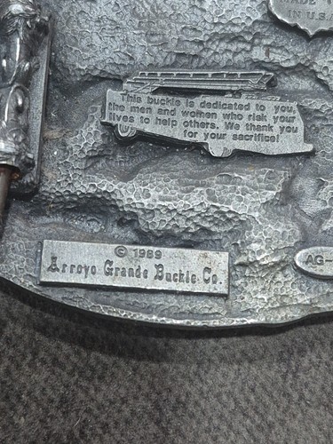 Vintage 1989 Fire Fighter Belt Buckle Fire Department AG-13 Arroyo Grande - Picture 6 of 9