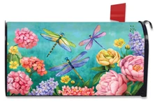 Dragonfly Garden Spring Magnetic Mailbox Cover Floral Standard Briarwood Lane