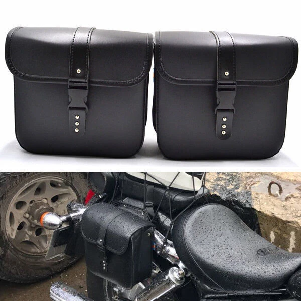 2PCS Mini Motorcycle PU Leather Saddle Bags Side Storage Tool Pouch Bags — 第 3/4 张图片