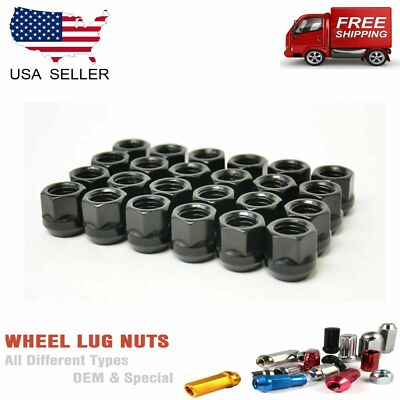 24 PCs 12X1.5 OPEN END BULGE ACORN LUG NUTS BLACK